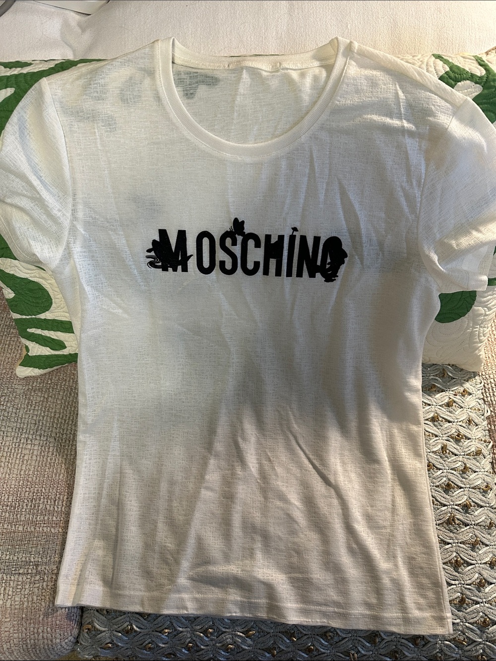 Unique and very classy Moschino White Tee with Black Logo - Picture 2 of 3